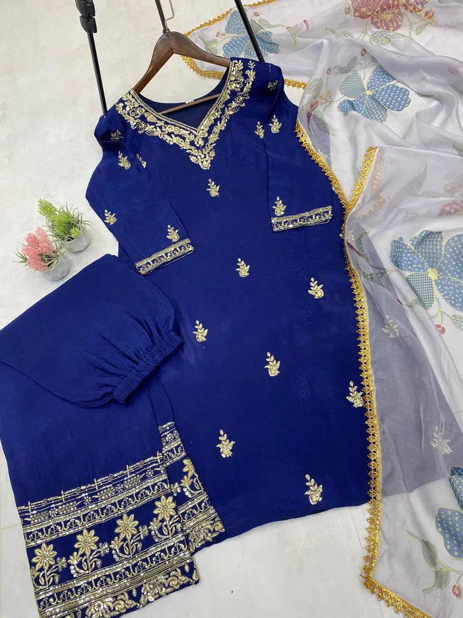 LG 1898 Chinon Embroidery Designer Readymade Suits Wholesale In India